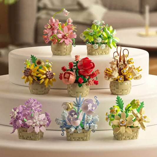 Variety Potted Flowers Building Sets